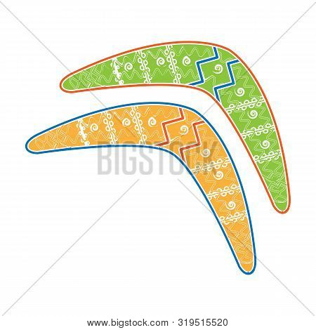 Australian Boomerang Icon In Colour Style Isolated On White Background. Australia Symbol Stock Vecto