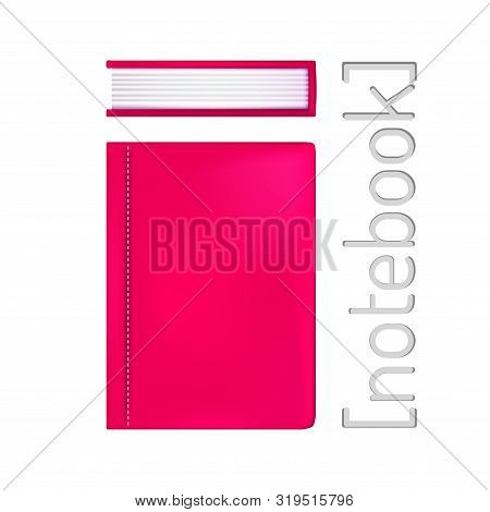 Set Of Bright Pink Book Covers In Different Views. Three Dimensional Book.  Vector Illustration.