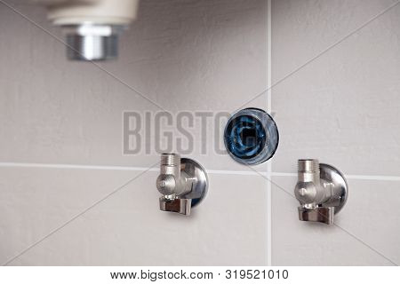 Aquastop, Valve Socket, Incut, Branch, On Tile Wall, Fixing Sink In Bathroom With Tile Wall. Profess