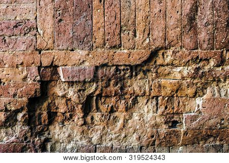 The Ancient Brick Wall Was Neatly Arranged And So Strong That There Was No Space, Even A Small Needl
