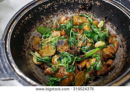Taiwanese Styled Stir Fried Chicken With 3 Sauces.