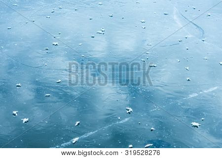 Ice Cracks On Lake Baikal. Crack In The Blue Ice.