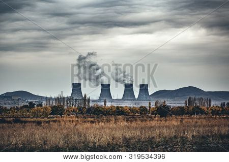 Nuclear Power Plant In The Armenia Under Sky