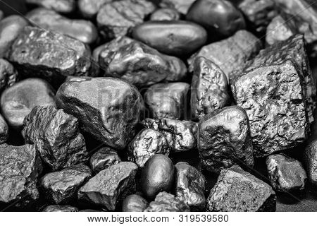 Native Silver Nugget From Liberia Isolated On Black Background