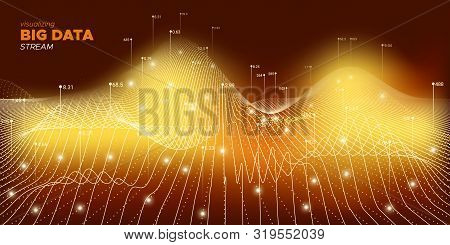 Complex Big Data. Statistic Background. Big Data Infographic. Yellow 3d Wave Abstract. Yellow Techno