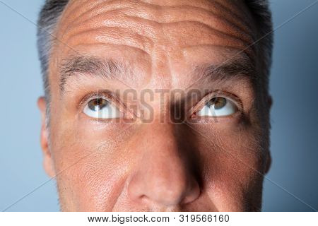 Man Doing Shifting Eye Exercise To Improve Vision