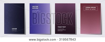Flat Cover Templates Set. Geometric Lines Patterns With Edges, Angles. Modern Backgrounds For Catalo