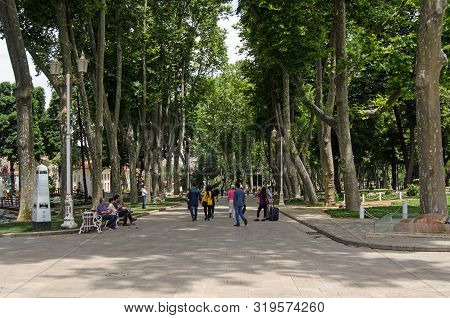 Istanbul, Turkey - June 6, 2016: Visitors Enjoying The Shade And Calm Of Gulhane Park, At One Time P