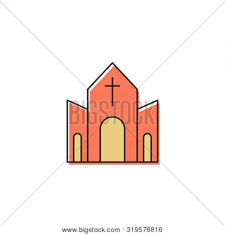 Church Building Vector Icon Symbol Christian Isolated On White Background