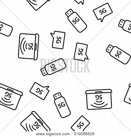 5g Fast Network, Connection To Website Vector Seamless Pattern Illustration