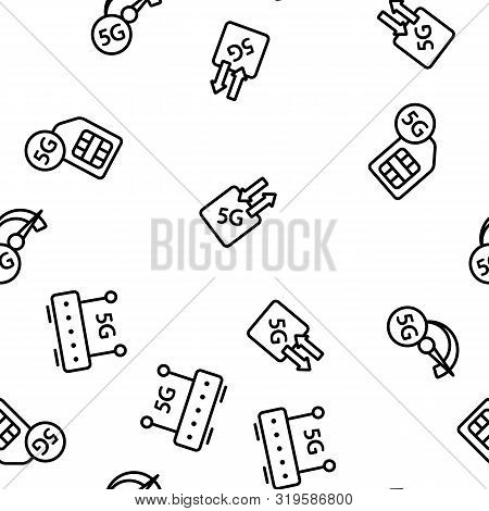5g Fast Network, Connection To Website Vector Seamless Pattern Illustration