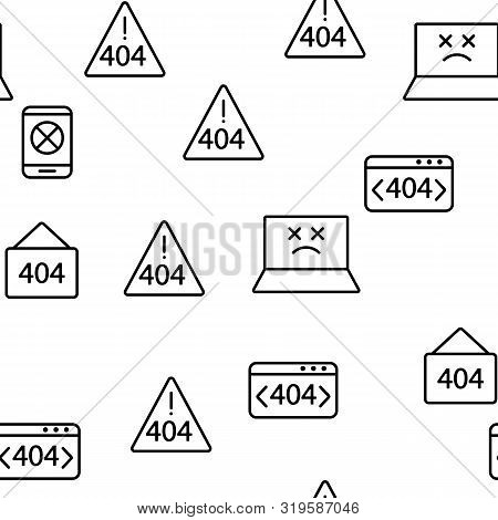 404 Http Error Message Vector Seamless Pattern Contour Illustration