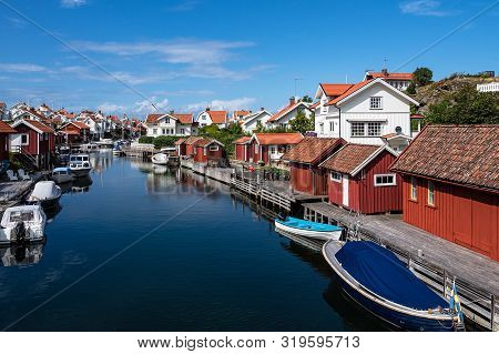 View To The City Grundsund In Sweden.