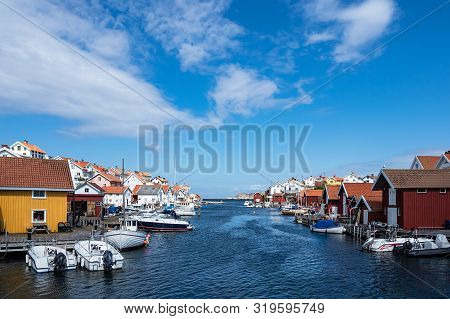 View To The City Gullholmen In Sweden.