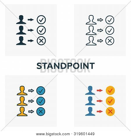 Standpoint Icon Set. Four Elements In Diferent Styles From Business Management Icons Collection. Cre