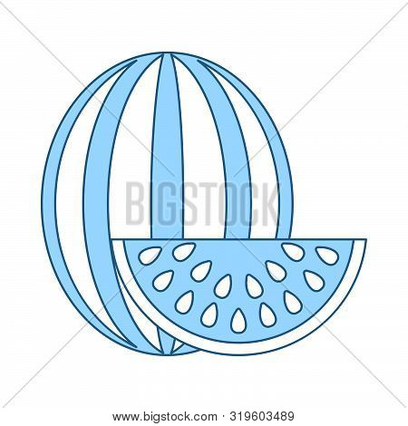Icon Of Watermelon. Thin Line With Blue Fill Design. Vector Illustration.