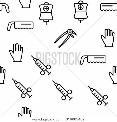 Operating Instruments Vectorseamless Pattern. Health Monitoring Equipment Contour Illustration