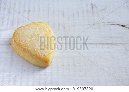 Homemade Cookies In The Shape Of A Heart. Place For Your Advertising Or Text. Horizontally Placed On