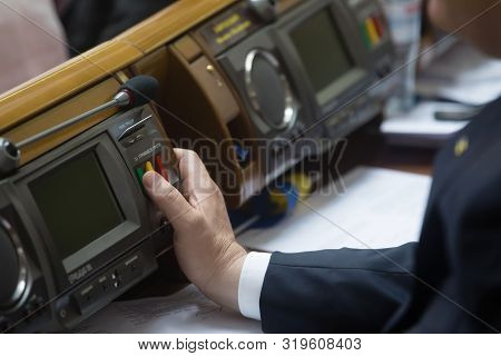 Kyiv, Ukraine - Aug. 29, 2019: Working Moments During The Session Of The Verkhovna Rada Of Ukraine O