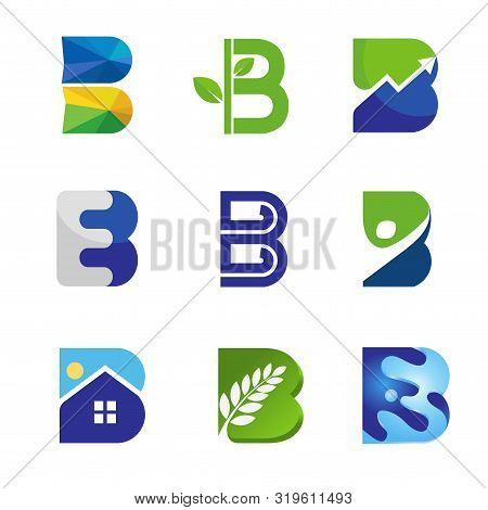 Creative Initial Letter B With Colorful Style Color Logo Vector Set