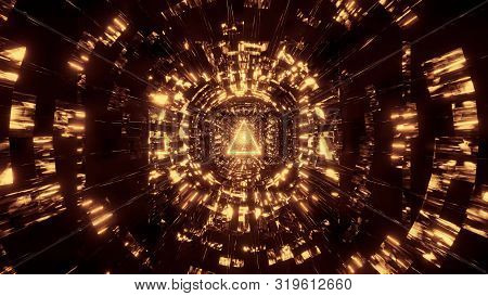 Abstract Reflection Background With Golden Tringle Wireframe Design 3d Rendering Wallpaper
