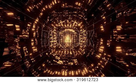 Abstract Reflection Background With Golden Tringle Wireframe Design 3d Rendering Wallpaper
