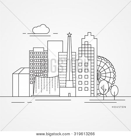 Houston Usa, Detailed Silhouette. Trendy Vector Illustration, Flat Style. Stylish Andmark. Concept F