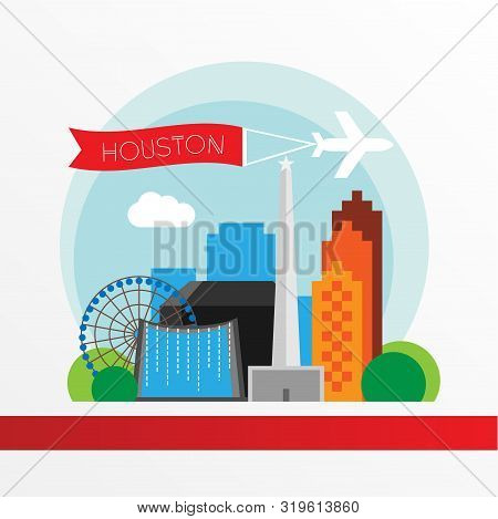 Houston Usa, Detailed Silhouette. Trendy Vector Illustration, Flat Style. Stylish Andmark. Concept F