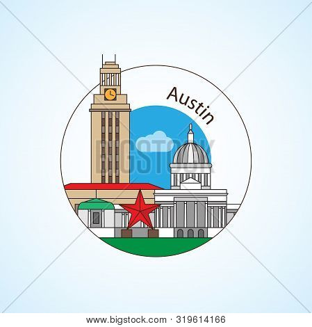 Austin Usa, Detailed Silhouette. Trendy Vector Illustration, Flat Style. Stylish Andmark. Concept Fo