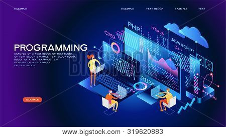 Programming Web Banner. Best Programming Languages. Technology Process Of Software Development