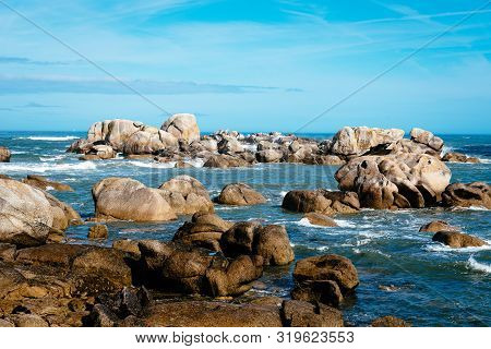 Rocky Beach In The Coast Of Kerlouan, Brittany