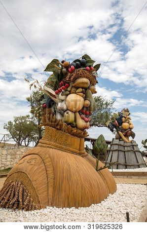 Les Baux, France - June 26, 2017: The Artworks Four Seasons Are Three-dimensional Interpretations Cr
