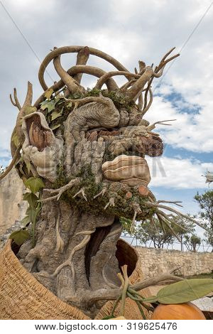 Les Baux, France - June 26, 2017: The Artwork, Titled  Winter Is Four Seasons Three-dimensional Inte