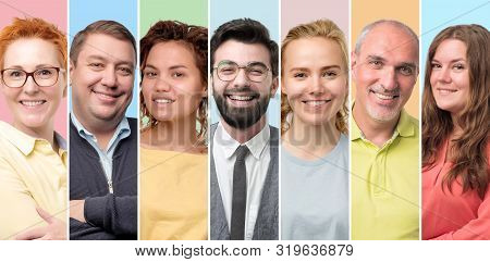 European Men And Women Smiling At Camera Being Self Confident.