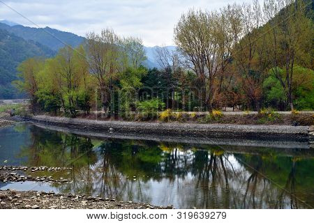 Countryside Landscape, Dprk. Myohyangsan Mountain Landscape At Dawn