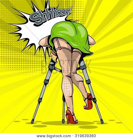 Comic With A Girl Who Takes A Photo On A Tripod On A Yellow Background