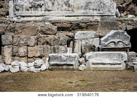 Ancient Bas-reliefs. Excavations. The Ruins Of The Ancient City Of Turkey. Antalya Coast. Antique Th