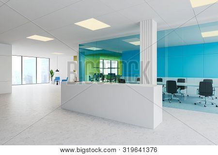 Reception Desk Near Meeting Room In Office