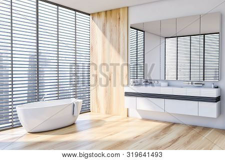 White And Wooden Bathroom Corner