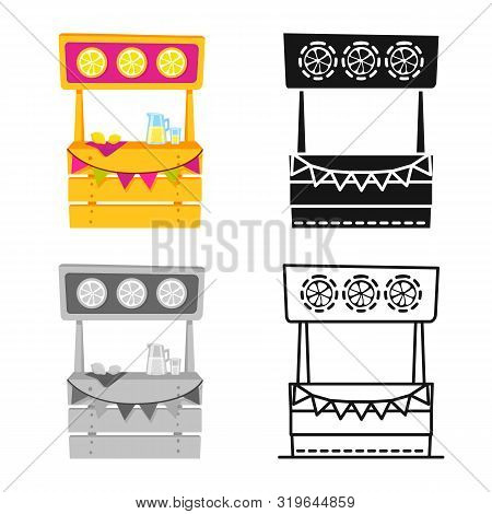 Vector Design Of Cart And Lemonade Sign. Collection Of Cart And Fruit Stock Vector Illustration.