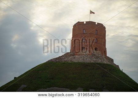 VILNIUS, LITHUANIA - JULY 30, 2019: Vilnius Gediminas' Tower is the Remaining Part of the Upper Castle in Vilnius, Lithuania
