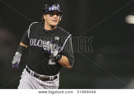 LOS ANGELES – 17 września: Rockies SS (2) Troy Tulowitzki podczas gry Rockies vs Dodgers 17 września