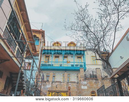 Tbilisi, Georgia - Murch 29 2019: The Old District Of The City In Tbilisi, Georgia.the Restored Area