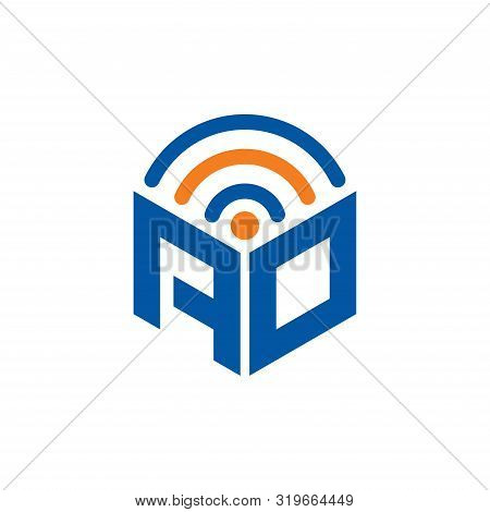 Abstract Polygonal Ao Logo, Ao Letter Logo, Polygonal Ao With Wifi Logo Sing And Symbol