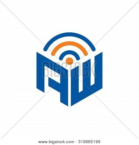 Abstract Polygonal Aw Logo, Aw Letter Logo, Polygonal Aw With Wifi Logo Sing And Symbol