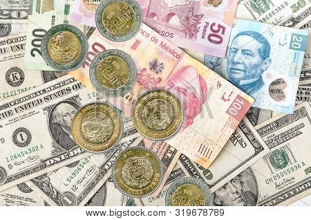 Dollar And Mexican Pesos