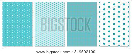 Dot Pattern Set. Baby Background. Blue Color. Vector Illustration. Polka Dot Pattern.