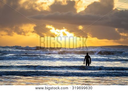 Surfer At Garretstown Beach Co Cork Ireland