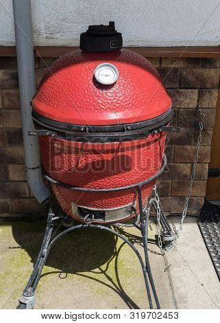 Ceramic Grill - Kamado Barbecue Stands On The Street. Rosa Khutor