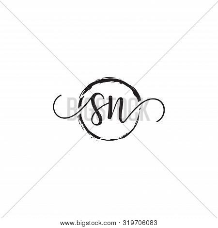 Sn Initial Handwriting Logo Vector,handwritten Logo For Fashion, Sn Initial Beauty Monogram Logo Wit